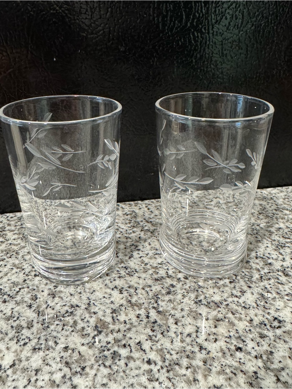 Clear Etched Glass shot glasses - Set of 2